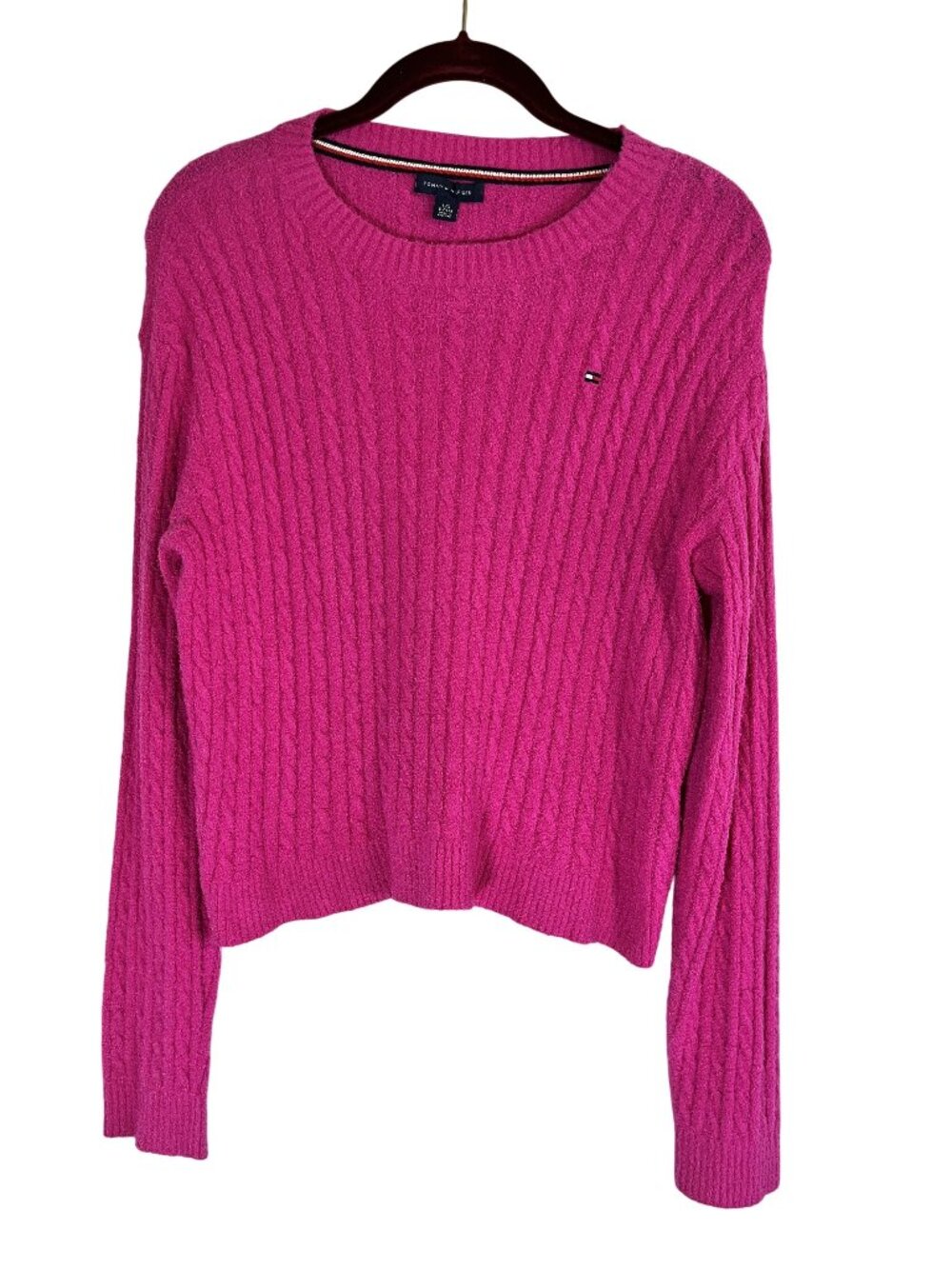 Tommy Hilfiger L Cable‎ Knit Sweater Preppy Academia Classic Chic Colorful